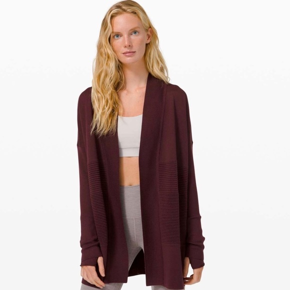 lululemon athletica Sweaters - Lululemon Sit In Lotus Wrap II Plum Merino Wool Open Front Cardigan Sweater